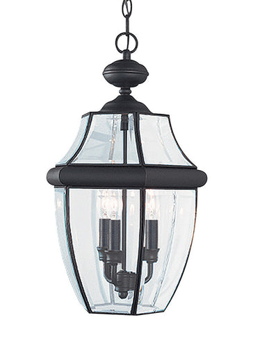 Curved Beveled Black 3 Light Outdoor Pendant, Lighting, Laura of Pembroke