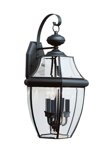 Curved Beveled Black 3 Light Outdoor Wall Lantern, Lighting, Laura of Pembroke