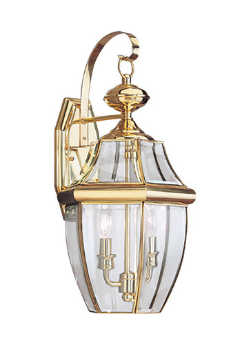 Curved Beveled Polished Brass 2 Light Outdoor Wall Lantern, Lighting, Laura of Pembroke