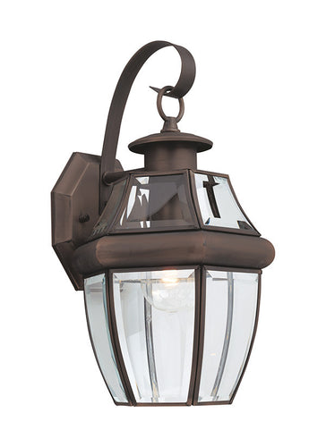 Curved Beveled Glass Antique Bronze 1 Light Outdoor Wall Lantern, Lighting, Laura of Pembroke