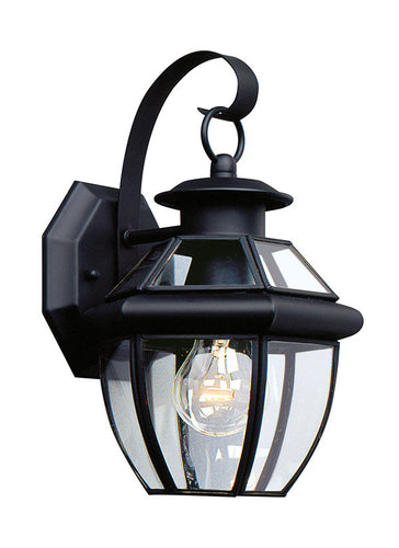 Curved Beveled Glass Black 1 Light Outdoor Wall Lantern, Lighting, Laura of Pembroke