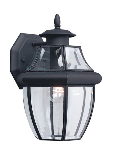 Curved Beveled Glass Black 1 Light Outdoor Wall Lantern, Lighting, Laura of Pembroke