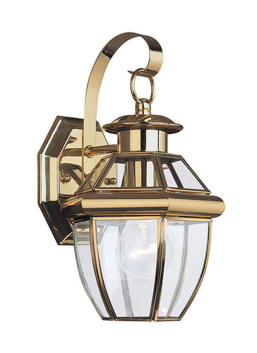 Curved Beveled Glass Polished Brass 1 Light Outdoor Wall Lantern, Lighting, Laura of Pembroke