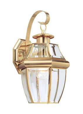 Curved Beveled Glass Polished Brass 1 Light Outdoor Wall Lantern, Lighting, Laura of Pembroke