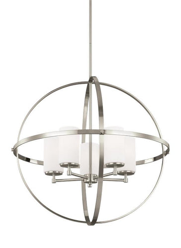Spherical Brushed Nickel 5 Light Chandelier, Lighting, Laura of Pembroke