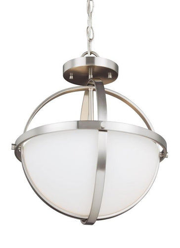 Spherical Brushed Nickel 2 Light Semi-Flush Convertible Pendant, Lighting, Laura of Pembroke