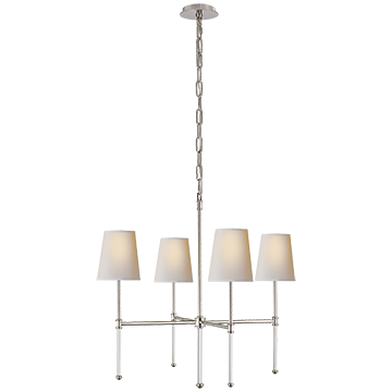 Sleek Polished Nickel with Paper Slides Small Chandelier, Lighting, Laura of Pembroke