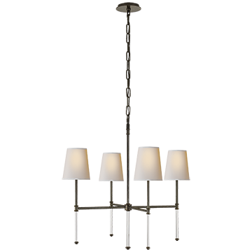 Sleek Bronze with Natural Paper Shades Small Chandelier, Lighting, Laura of Pembroke