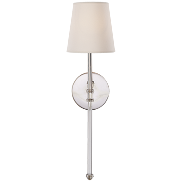 Sleek Polished Nickel with Natural Paper Shade Sconce, Lighting, Laura of Pembroke