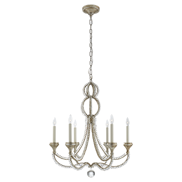 Star Canopy Medium Chandelier in Venetian Silver with Crystal, Lighting, Laura of Pembroke