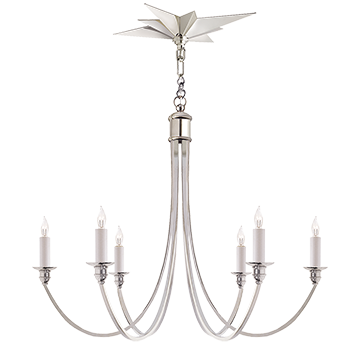 Star Canopy Medium Chandelier in Polished Nickel, Lighting, Laura of Pembroke