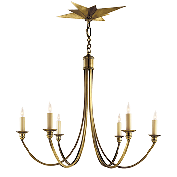 Star Canopy Medium Chandelier in Hand-Rubbed Antique Brass, Lighting, Laura of Pembroke
