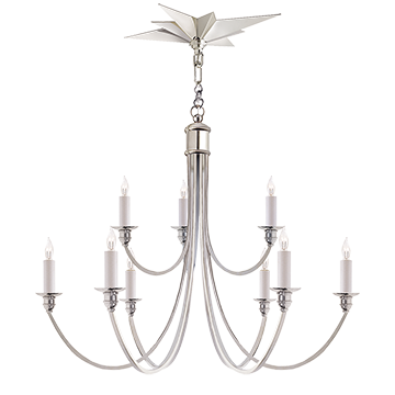 Star Canopy Medium 2-Tier Chandelier in Polished Nickel, Lighting, Laura of Pembroke
