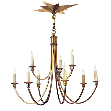 Star Canopy Medium 2-Tier Chandelier in Hand-Rubbed Antique Brass, Lighting, Laura of Pembroke