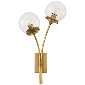 Kate Spade Round Globe Left Sconce in Soft Brass with Clear Glass, Lighting, Laura of Pembroke