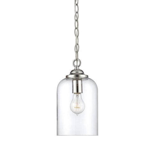 Polished Nickel Clear 1 Light Pendant, Lighting, Laura of Pembroke