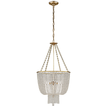 Chandelier in Hand-Rubbed Antique Brass with Clear Glass, Lighting, Laura of Pembroke