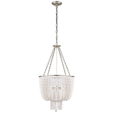Chandelier in Burnished Silver Leaf with White Acrylic, Lighting, Laura of Pembroke