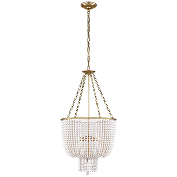 Chandelier in Hand-Rubbed Antique Brass with White Acrylic, Lighting, Laura of Pembroke