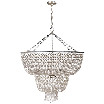 Two-Tier Chandelier in Burnished Silver Leaf with Clear Glass, Lighting, Laura of Pembroke