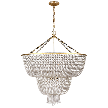 Two-Tier Chandelier in Hand-Rubbed Antique Brass with Clear Glass, Lighting, Laura of Pembroke