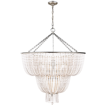 Two-Tier Chandelier in Burnished Silver Leaf with White Acrylic, Lighting, Laura of Pembroke