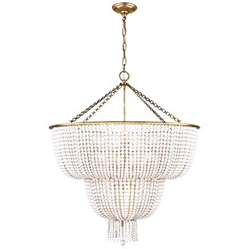 Two-Tier Chandelier in Hand-Rubbed Antique Brass with White Acrylic, Lighting, Laura of Pembroke