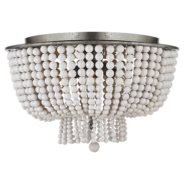 Flush Mount in Burnished Silver Leaf with White Acrylic, Lighting, Laura of Pembroke