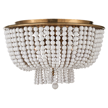 Flush Mount in Hand-Rubbed Antique Brass with White Acrylic, Lighting, Laura of Pembroke