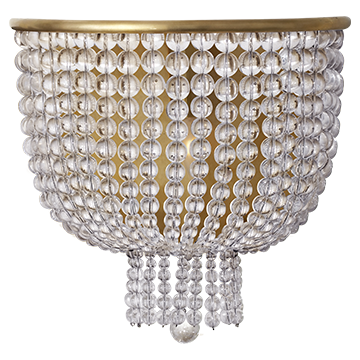 Medium Sconce in Hand-Rubbed Antique Brass with Clear Glass, Lighting, Laura of Pembroke