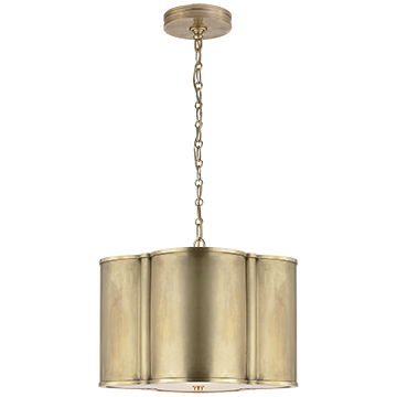 Quatre Foil Small Hanging Shade in Natural Brass with Acrylic Diffuser, Lighting, Laura of Pembroke