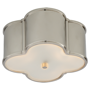 Quatre Foil Small Flush Mount in Polished Nickel with Frosted Glass, Lighting, Laura of Pembroke