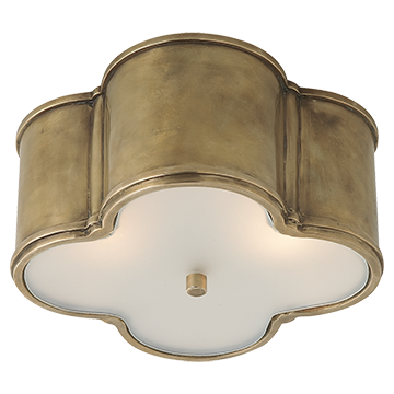 Quatre Foil Small Flush Mount in Natural Brass with Frosted Glass, Lighting, Laura of Pembroke
