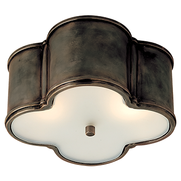 Quatre Foil Small Flush Mount in Gun Metal with Frosted Glass, Lighting, Laura of Pembroke