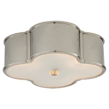 Quatre Foil Large Flush Mount in Polished Nickel with Frosted Glass, Lighting, Laura of Pembroke
