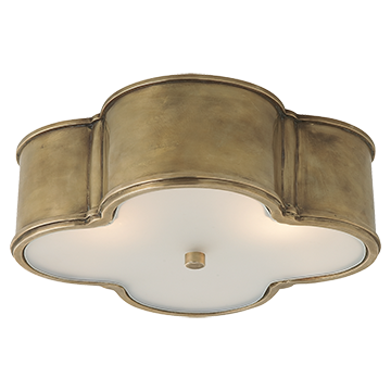 Quatre Foil Large Flush Mount in Natural Brass with Frosted Glass, Lighting, Laura of Pembroke