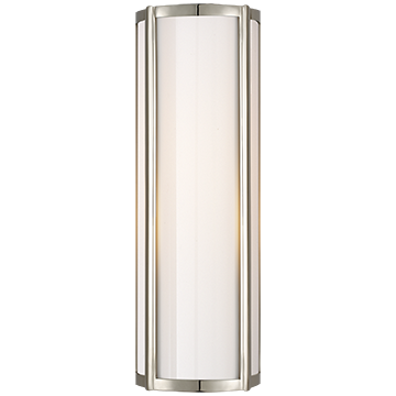 Quatre Foil Small Linear Sconce in Polished Nickel with White Glass, Lighting, Laura of Pembroke
