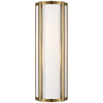 Quatre Foil Small Linear Sconce in Natural Brass with White Glass, Lighting, Laura of Pembroke