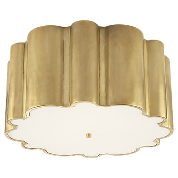 Flush Mount in Natural Brass with Frosted Acrylic, Lighting, Laura of Pembroke