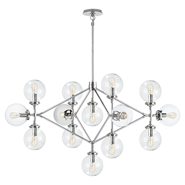 Bistro Four Arm Chandelier in Polished Nickel with Clear Glass, Lighting, Laura of Pembroke