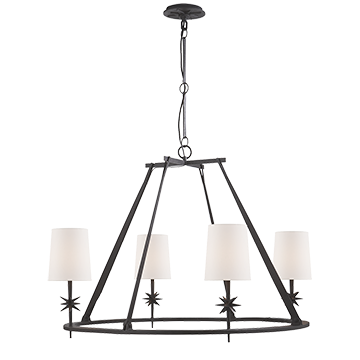 Etoile Round Chandelier in Black Rust with Natural Paper Shades, Lighting, Laura of Pembroke