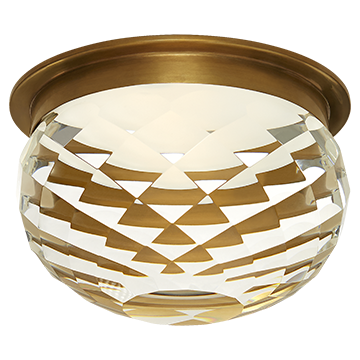 Small Universal Surface Mount in Hand-Rubbed Antique Brass with Clear Cut Crystal, Lighting, Laura of Pembroke