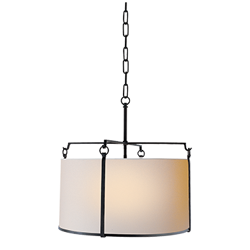 Large Hanging Shade in Black Rust with Natural Paper Shade, Lighting, Laura of Pembroke