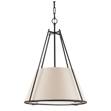 Large Conical Hanging Shade in Black Rust with Natural Paper Shade, Lighting, Laura of Pembroke