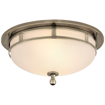 Small Flush Mount in Antique Nickel with Frosted Glass, Lighting, Laura of Pembroke