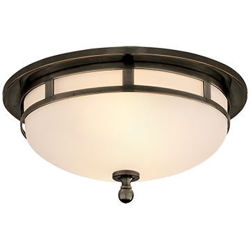 Small Flush Mount in Bronze with Frosted Glass, Lighting, Laura of Pembroke