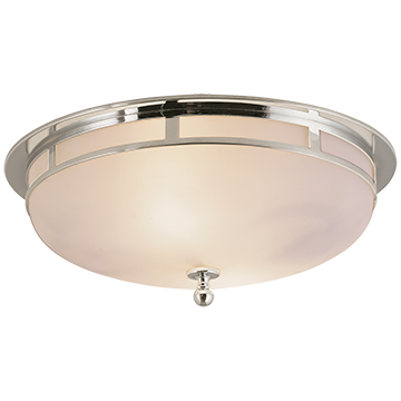 Large Flush Mount in Polished Nickel with Frosted Glass, Lighting, Laura of Pembroke