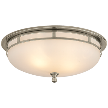 Large Flush Mount in Antique Nickel with Frosted Glass, Lighting, Laura of Pembroke
