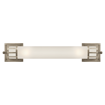 Long Sconce in Antique Nickel with Frosted Glass, Lighting, Laura of Pembroke