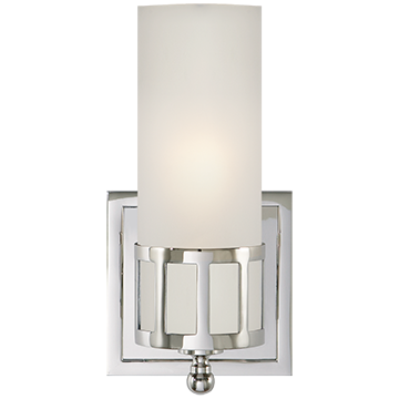 Single Sconce in Chrome with Frosted Glass, Lighting, Laura of Pembroke